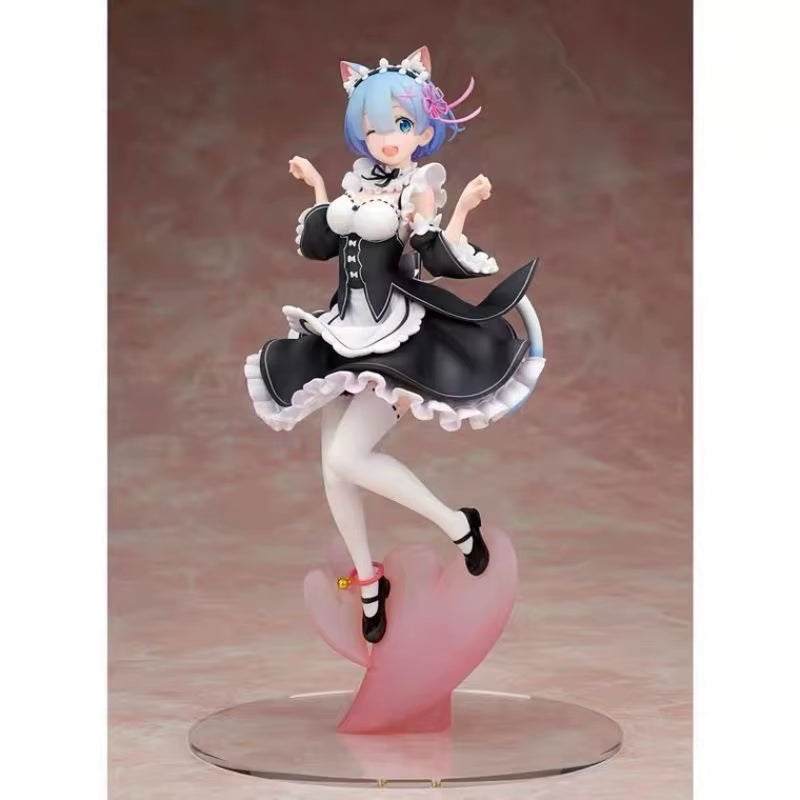 21Cm Maid Blue Hair Cat Ears Cute Girl Skirt Anime Girl Figure Action Figure Adult Collectible Model Doll