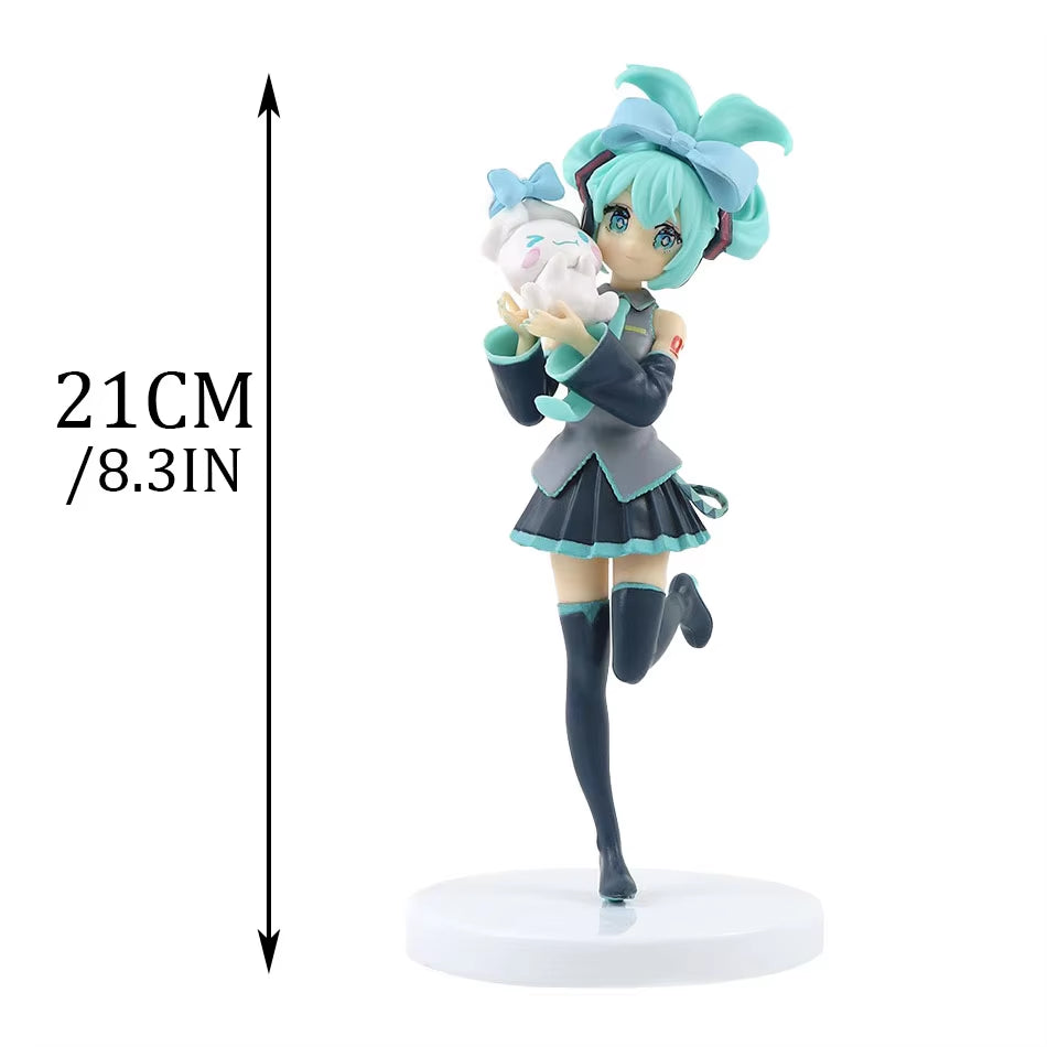 New 21CM Anime Hatsune Miku X Cinnamoroll Figure Anime Peripheral Collectible Models Decorative Decorations Children Kawaii Gift