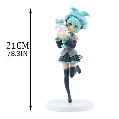 New 21CM Anime Hatsune Miku X Cinnamoroll Figure Anime Peripheral Collectible Models Decorative Decorations Children Kawaii Gift