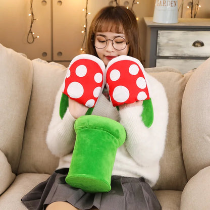 Mushroom Home Slippers Plush Piranha Plant Plush Creative Shoes Toys for Kids Peluche Stuffed Toy Kids Gift