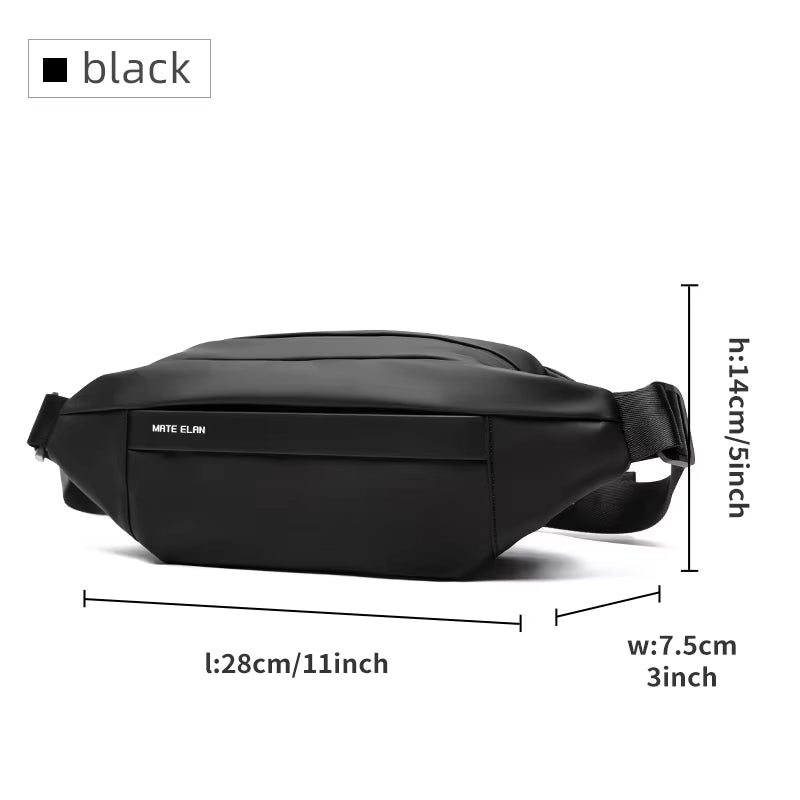 Premium Crossbody Bag with Magnetic Buckle, Fashion Waterproof Sling Bag Black Shoulder Bag for Men Travel Sport