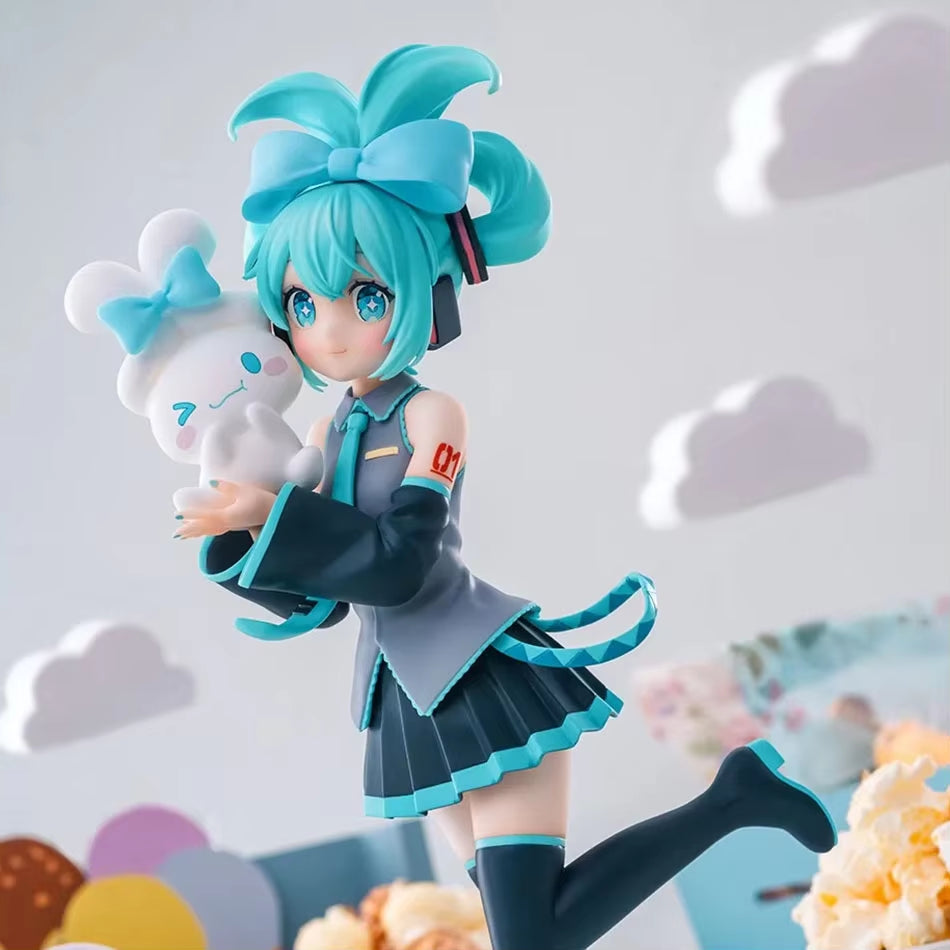 New 21CM Anime Hatsune Miku X Cinnamoroll Figure Anime Peripheral Collectible Models Decorative Decorations Children Kawaii Gift