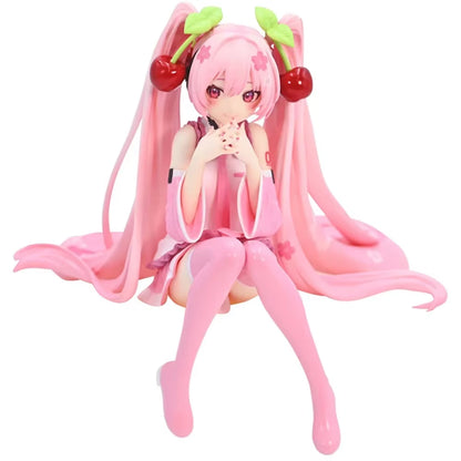 New Hatsune Miku Anime Figure Pink Dress PVC Model Action Toys Cherry Pink Cherry Blossom Decoration Collect Gifts