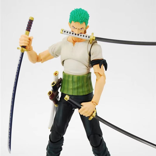 Anime One Piece Roronoa Zoro past Blue Variable Articulated Boxed 18Cm PVC Action Figure Collection Model Doll Toys