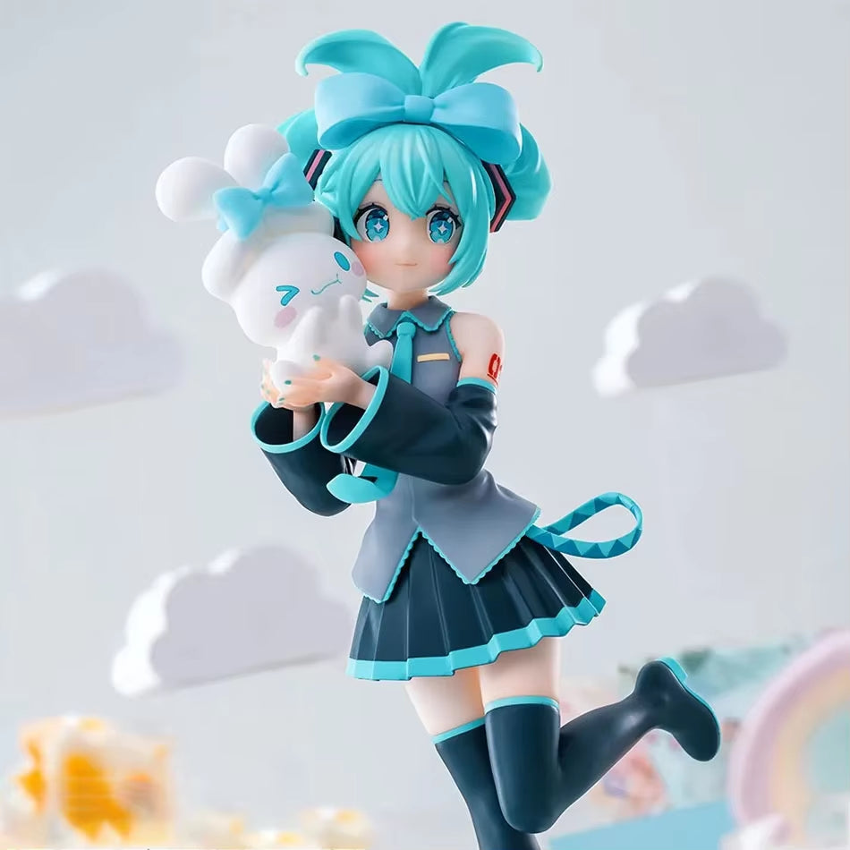 New 21CM Anime Hatsune Miku X Cinnamoroll Figure Anime Peripheral Collectible Models Decorative Decorations Children Kawaii Gift