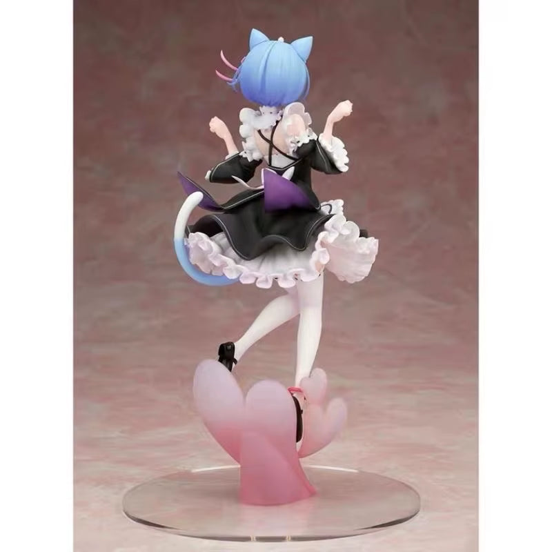 21Cm Maid Blue Hair Cat Ears Cute Girl Skirt Anime Girl Figure Action Figure Adult Collectible Model Doll