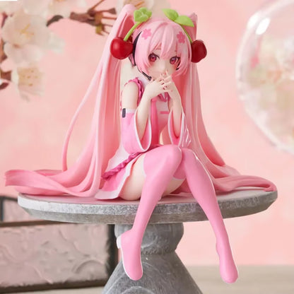 New Hatsune Miku Anime Figure Pink Dress PVC Model Action Toys Cherry Pink Cherry Blossom Decoration Collect Gifts