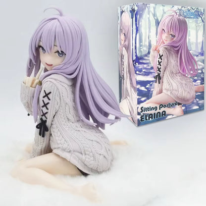 14Cm the Journey of Elaina Anime Figure Knit Dress Witch Elaina Action Figure PVC Collection Model Doll Toys for Christmas Gifts